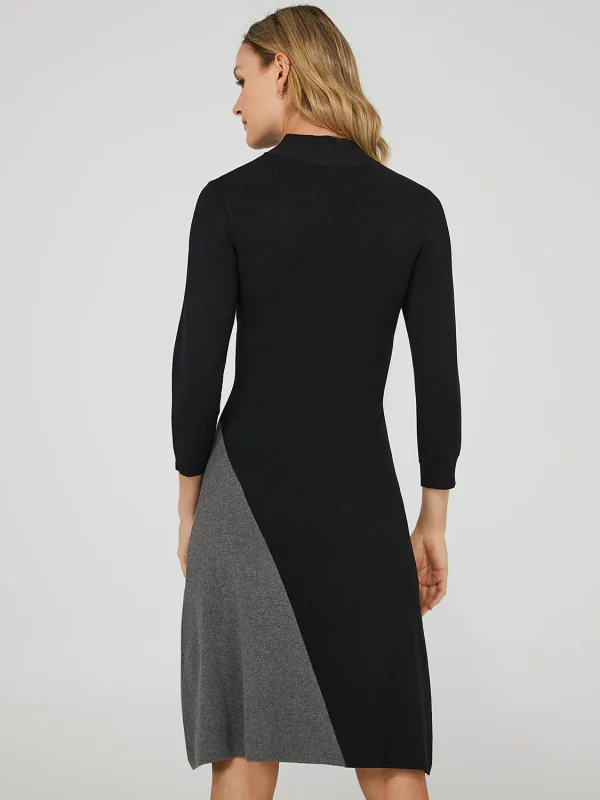 Colour Block Mock Neck Sweater Dress - Image 4