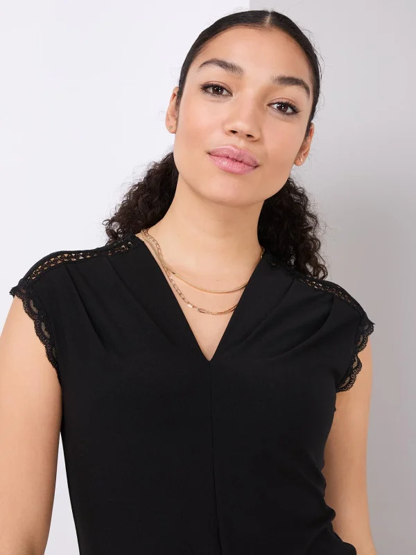 V-Neck Dolman Sleeve Top With Lace Details - Image 7