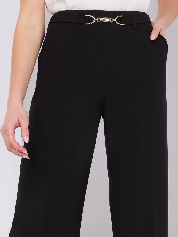Cropped Wide-Leg Pants With Gold Hardware - Image 4