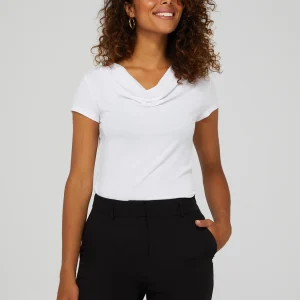 Short Sleeve Crepe Cowl Neck Top