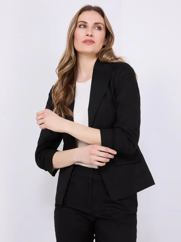 One-Button Ruched Sleeve Blazer - Image 3