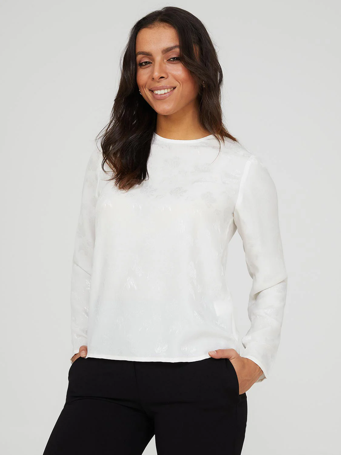 Jacquard Scoop Neck Blouse - Image 3
