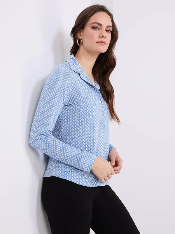 Printed Button-Front Blouse - Image 4