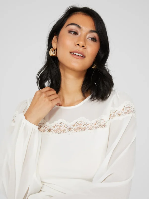 Long Balloon Sleeve Crew Neck Top - Image 2