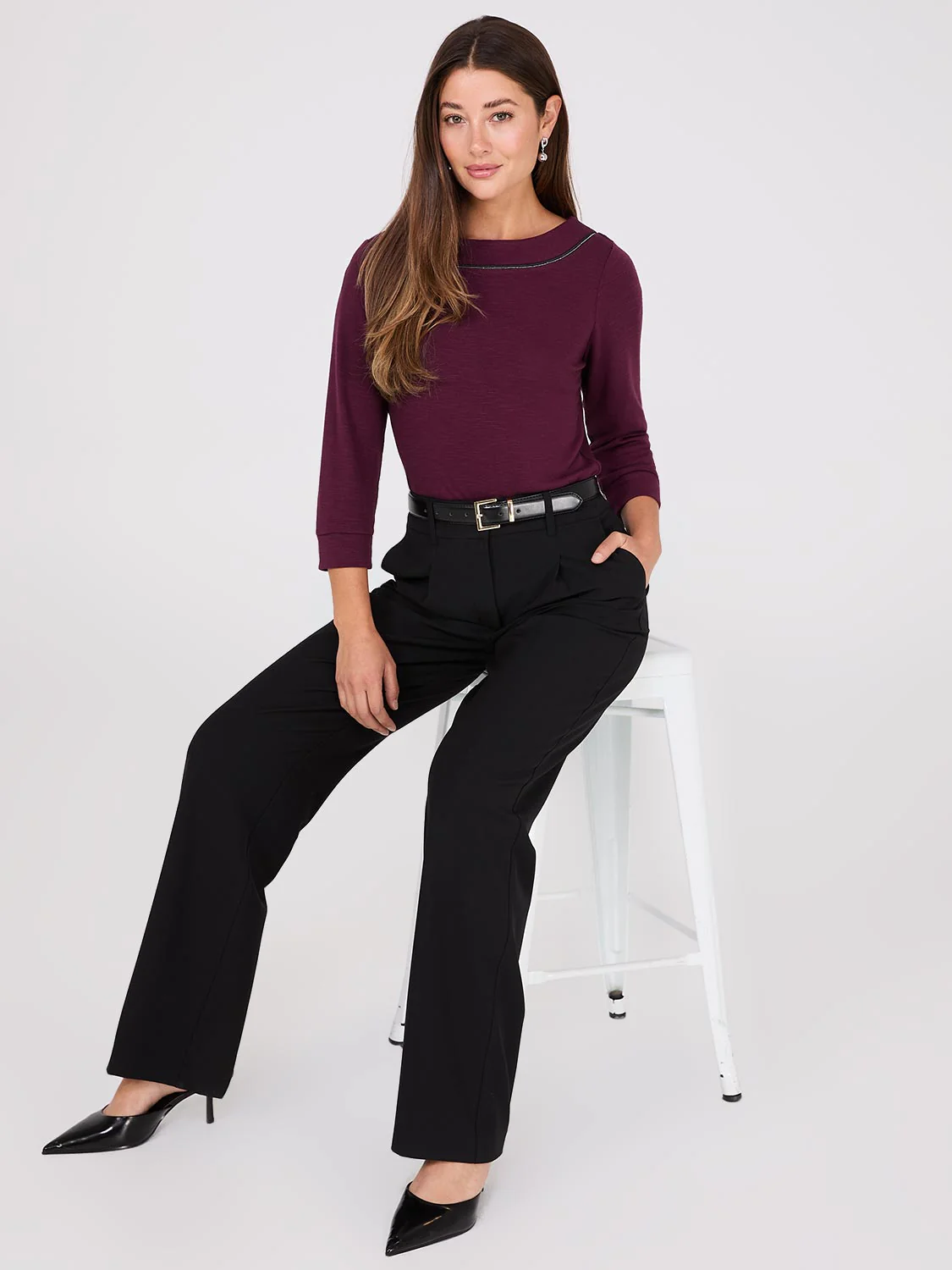 3/4 Sleeve Boat Neck Top - Image 3