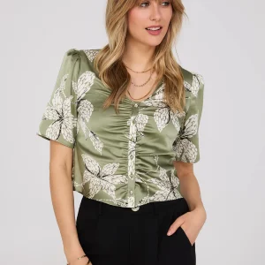 Floral Print Ruched Blouse
