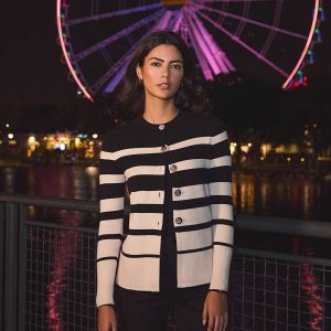 Colour Block Striped Button-Front Cardigan