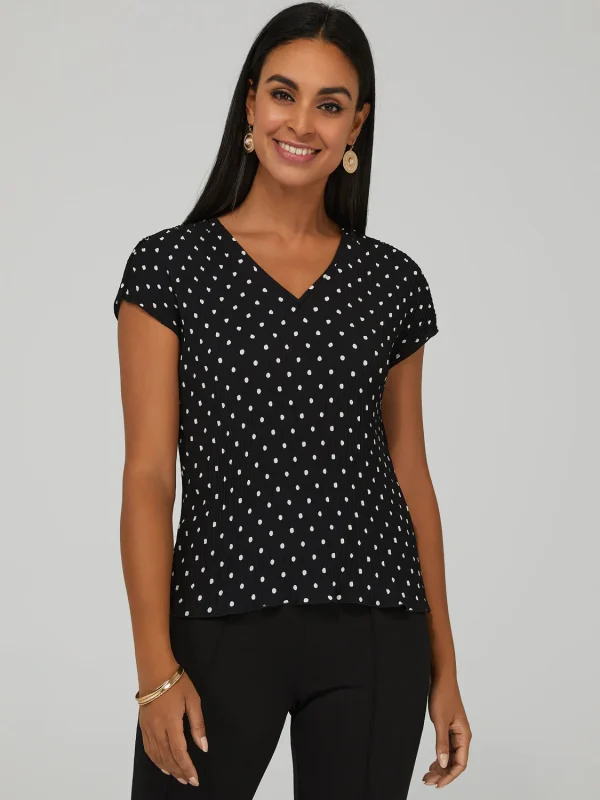 Polka Dot Bar-Back V-Neck Top - Image 3
