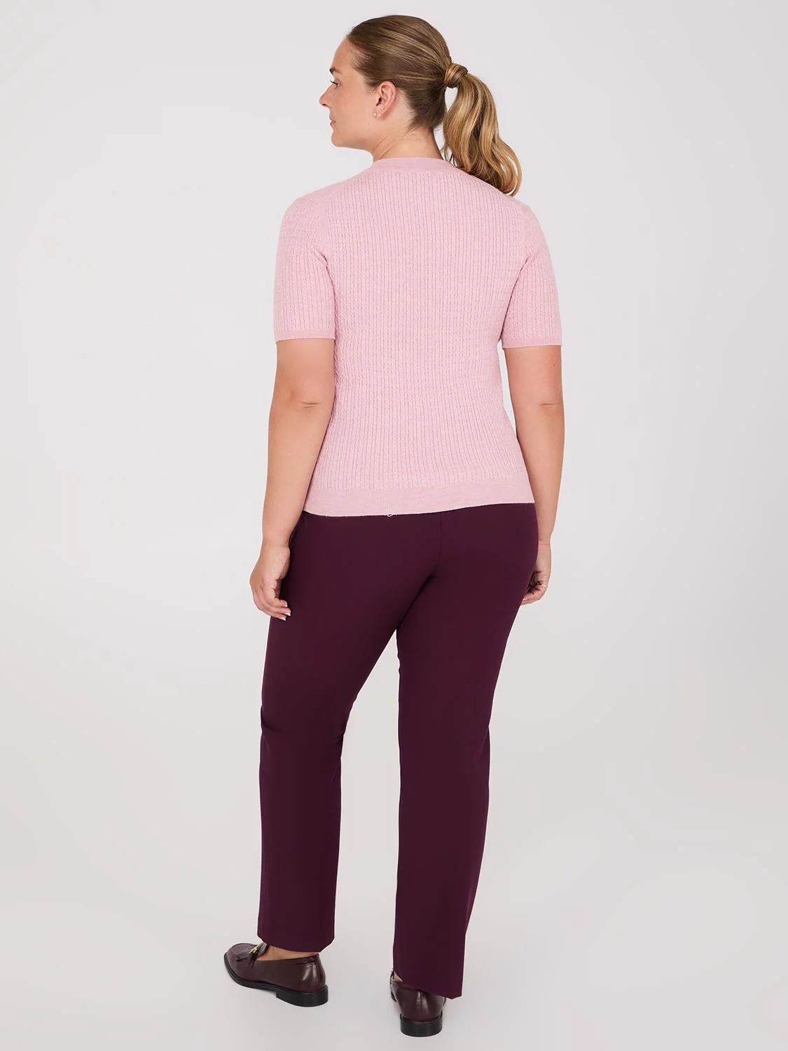 Short Sleeve Cable Knit Sweater - Image 5