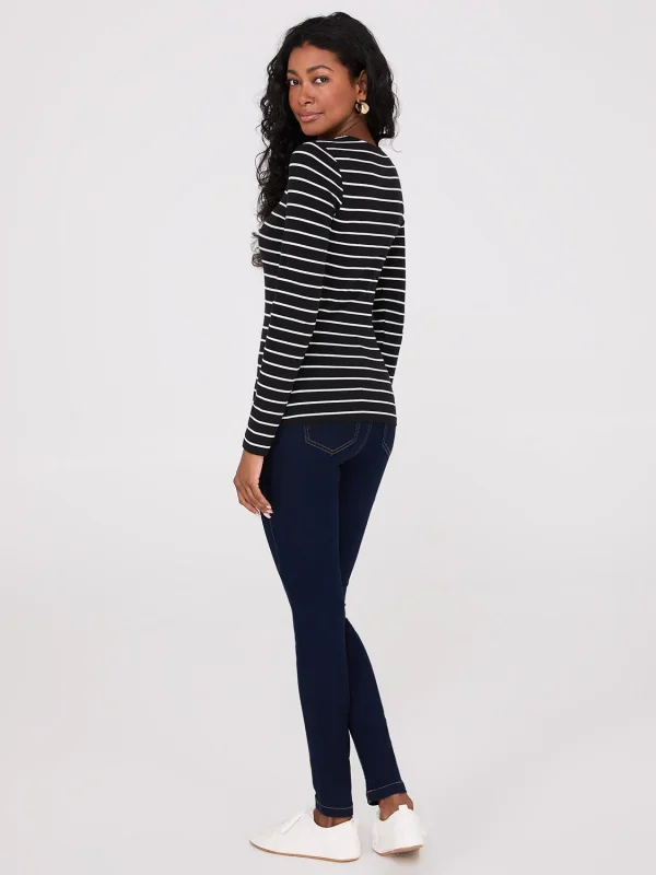 Striped Long Sleeve Round Neck Top - Image 4