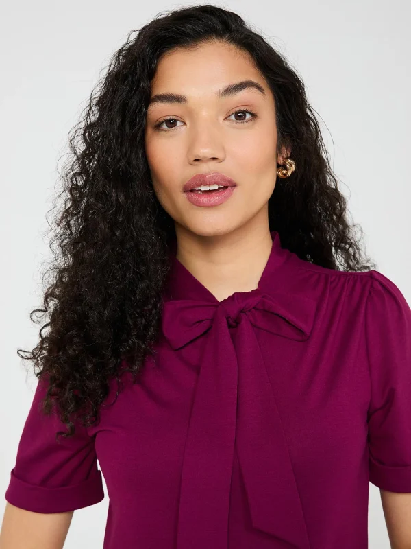 Short Sleeve Tie-Neck Top - Image 7