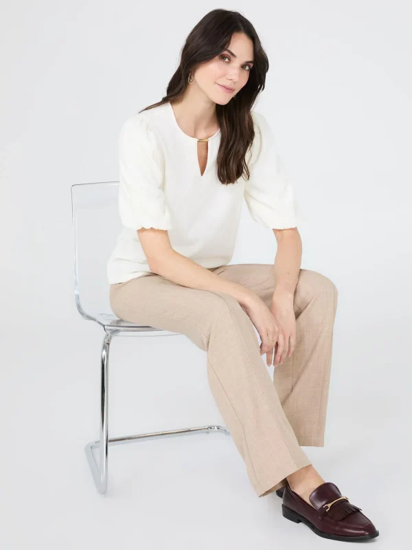 Textured Jacquard Top With Front Keyhole - Image 2