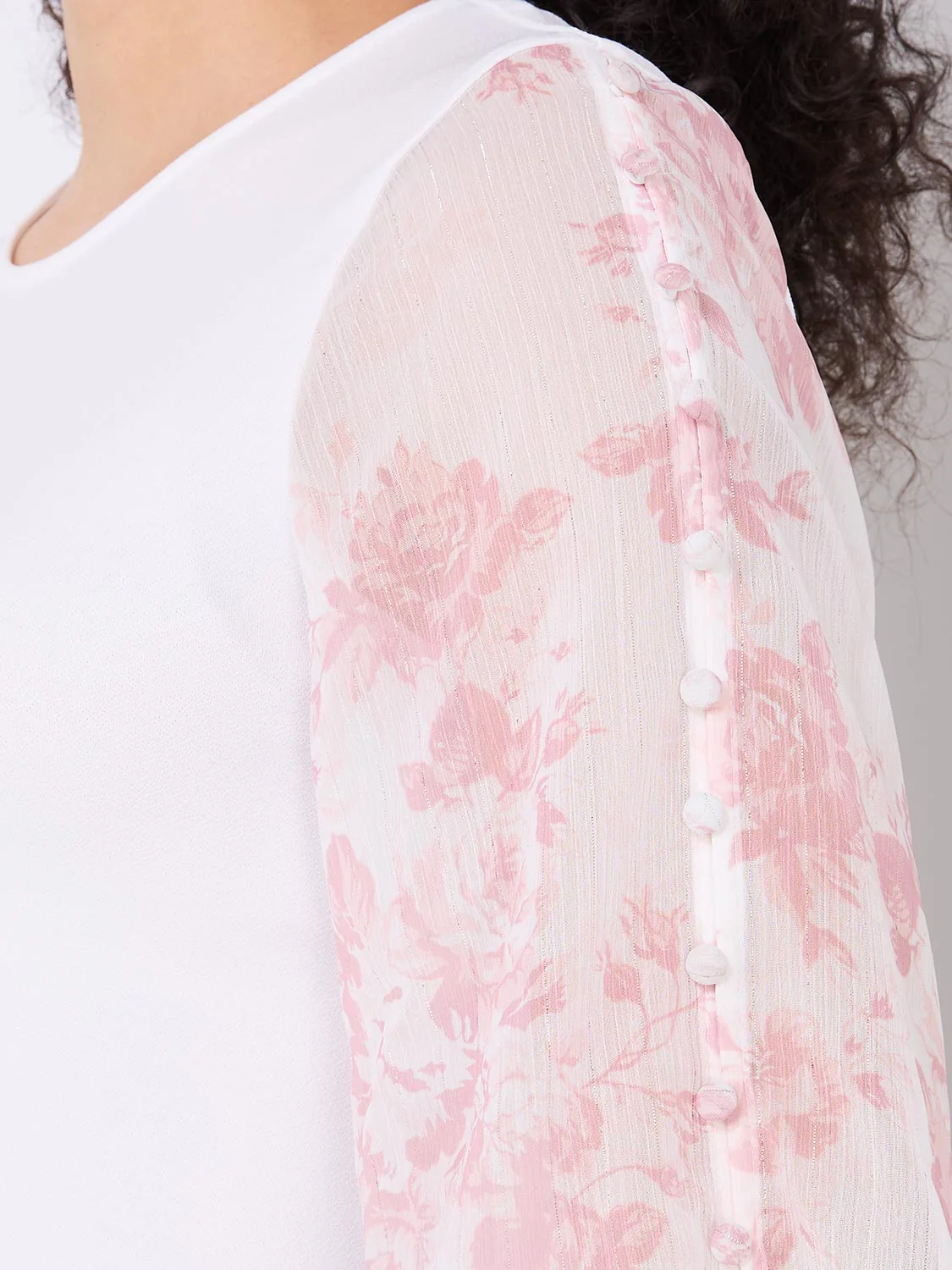 Chiffon Flutter Sleeve Top With Button Details - Image 6