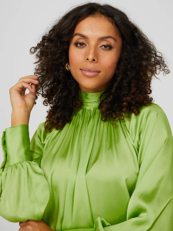 Satin High Neck Blouse - Image 2