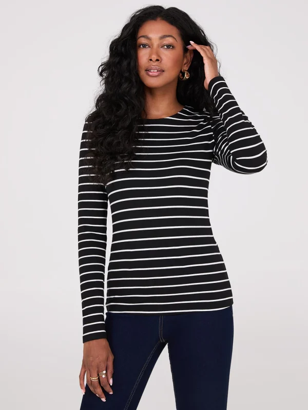 Striped Long Sleeve Round Neck Top - Image 3
