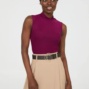 Sleeveless Mock Neck Mesh Top