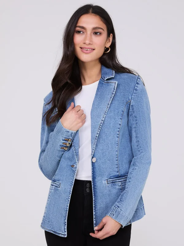 1-Button Denim Blazer - Image 3