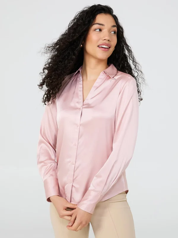 Satin Button-Front Blouse - Image 6