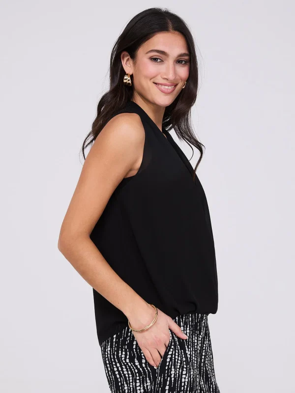Sleeveless Chiffon Blouse with Blouson Wrap - Image 4