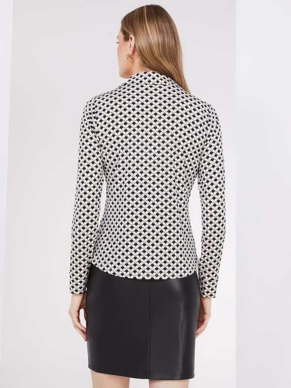 Geo Print Button-Front Blouse - Image 6