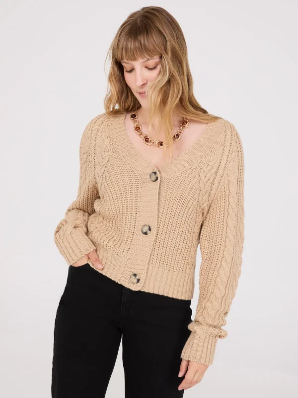 V-Neck Multi Cable Cardigan - Image 2