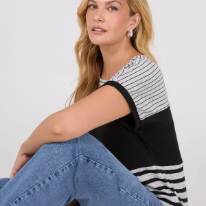 Colour Block Striped Dolman Sleeve Top