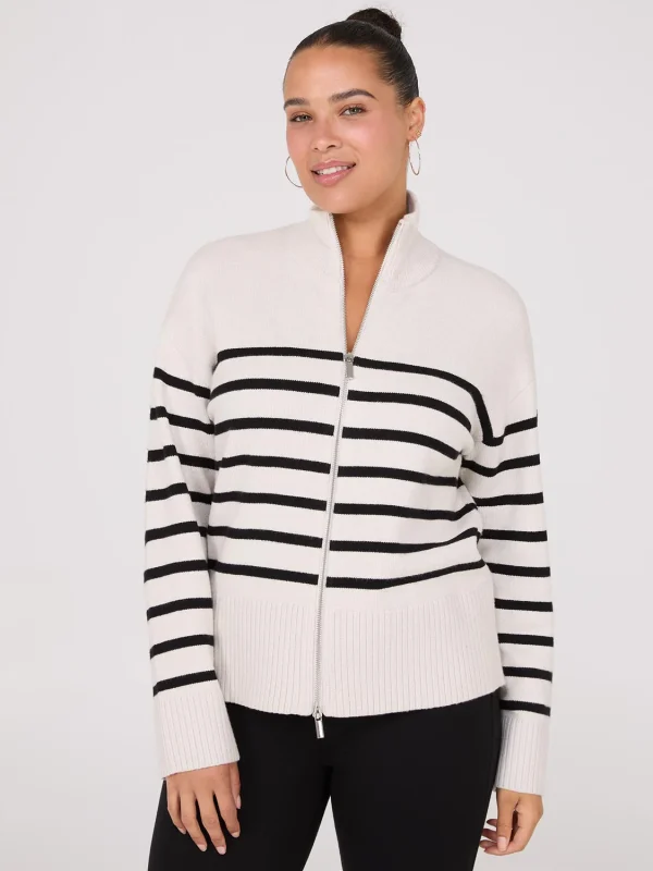 Striped Zip-Front Sweater - Image 2