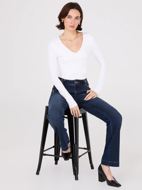 Double Layer V-Neck Long Sleeve Top - Image 15
