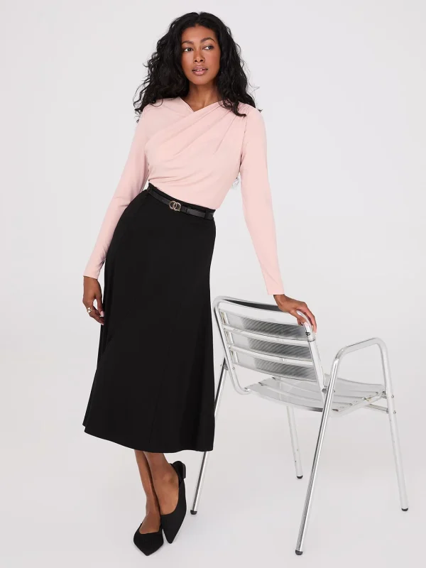 Ruched Drape Neck Top - Image 2