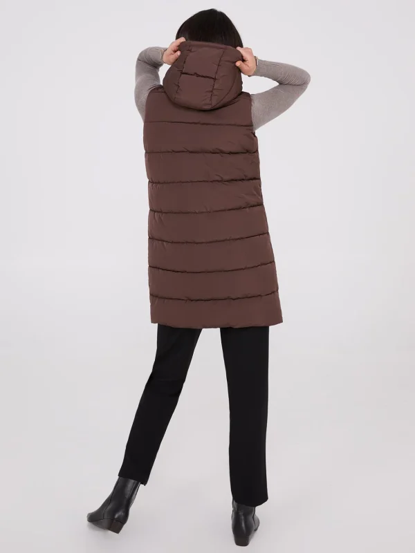 Long Hooded Puffer Vest - Image 18