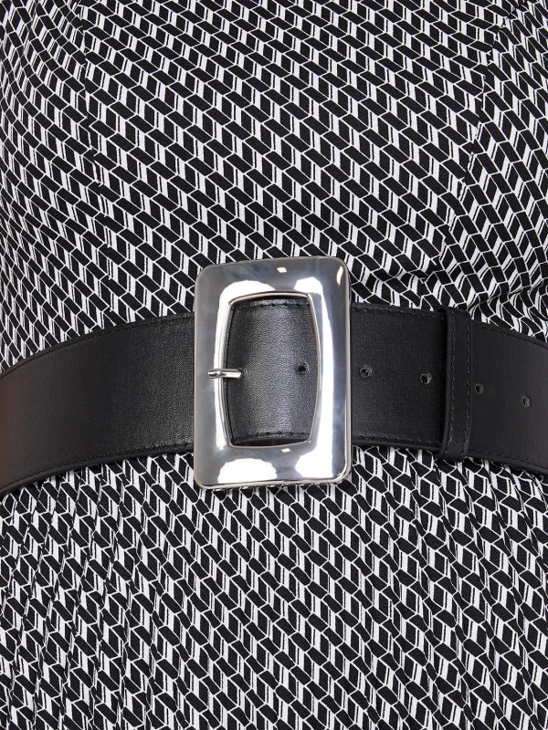Silver Buckle Faux Leather Belt - Image 2