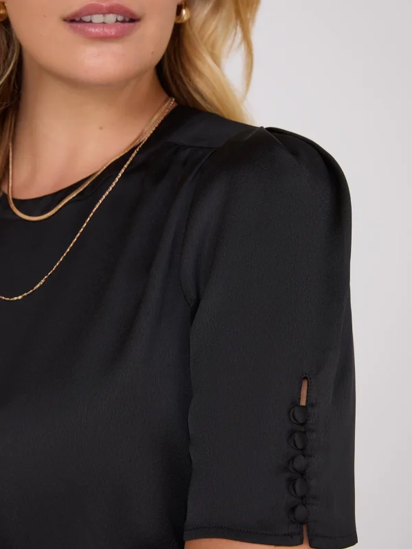 Satin Puff Sleeve Popover Top - Image 3