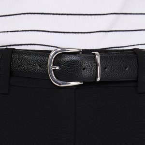 Faux Leather Belt With Silver Buckle