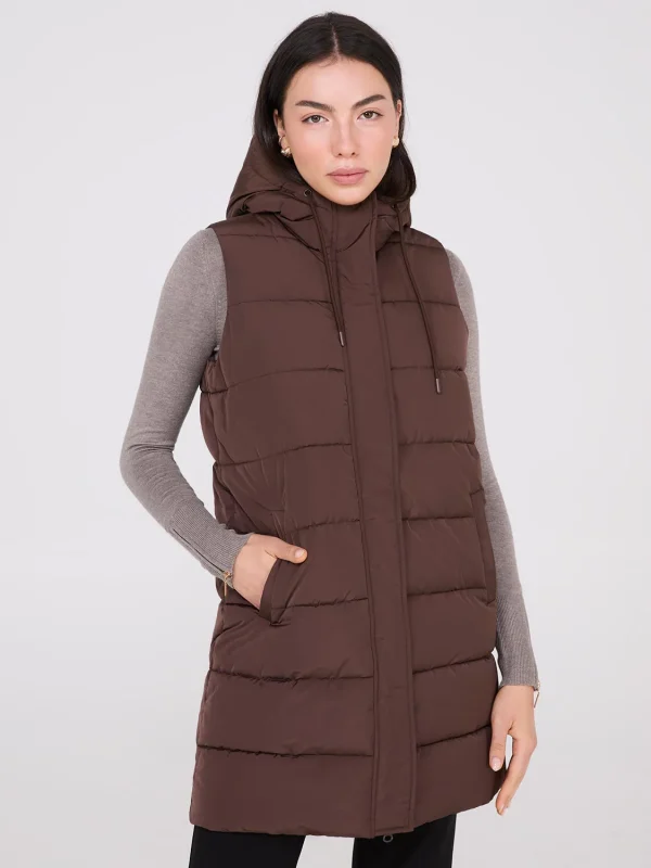 Long Hooded Puffer Vest - Image 16