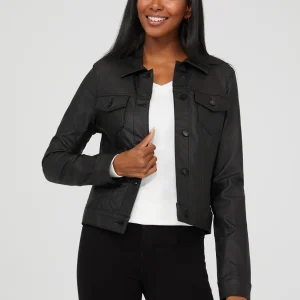 Cropped Coated Denim Jacket