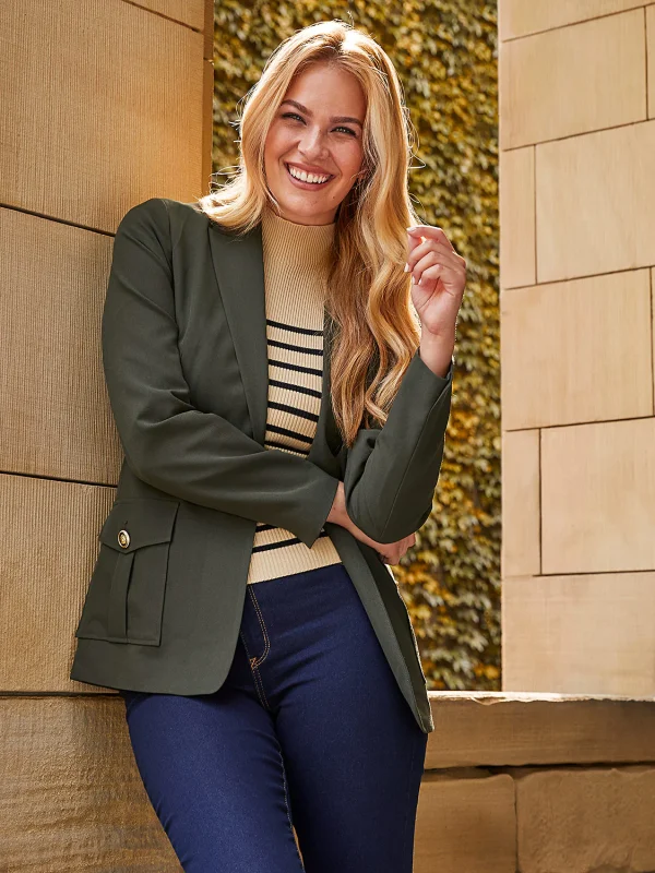 One-Button Blazer With Cargo Pockets - Image 8