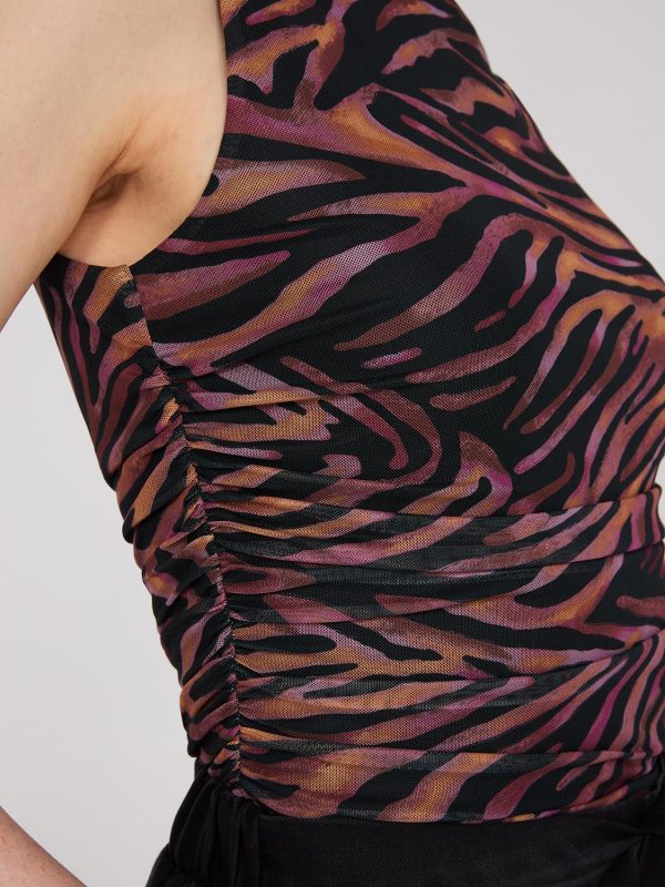 Sleeveless Zebra Print Mock Neck Top - Image 4
