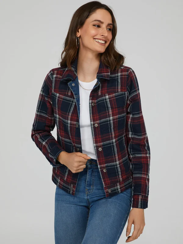 Reversible Plaid Denim Jacket - Image 2