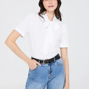 Short Sleeve Tie-Neck Top