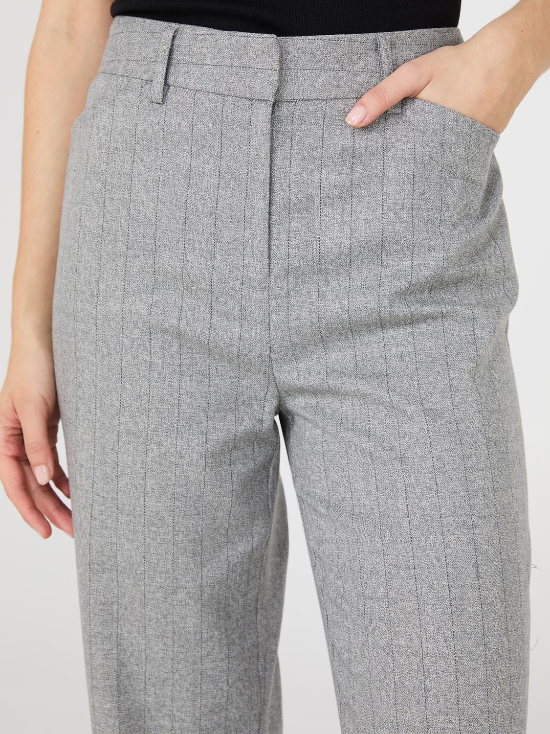 Pinstripe Straight Leg Long Length Pants - Image 8