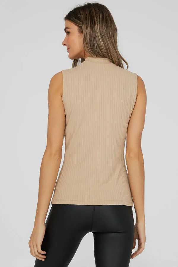Sleeveless Ribbed Mock Neck Top - Image 4