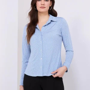Printed Button-Front Blouse