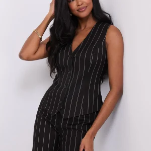 Pinstripe Button-Front Vest