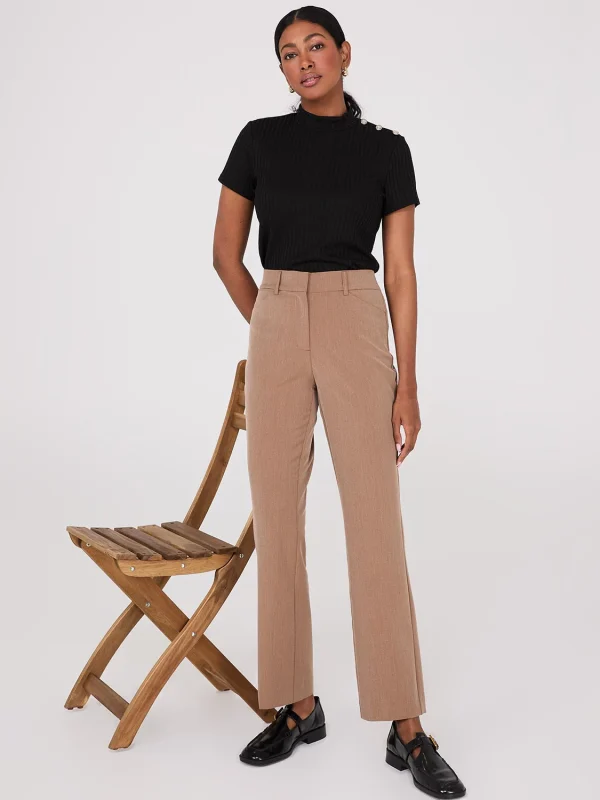 Ribbed Mock Neck Top With Button Details - Image 3