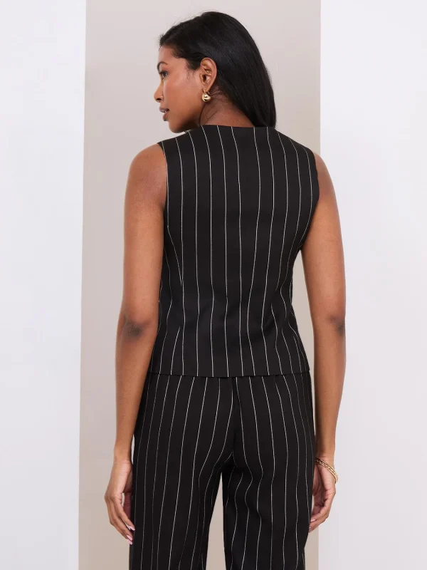 Pinstripe Button-Front Vest - Image 6