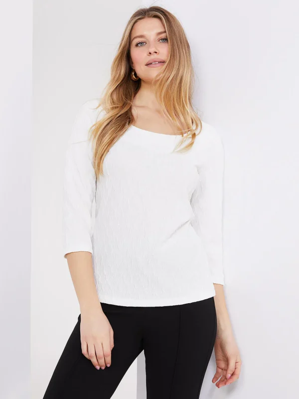 3/4 Sleeve Jacquard Print Top - Image 2
