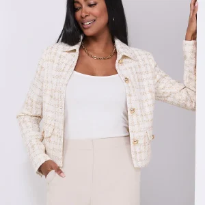 Collared Waisted Boucle Blazer