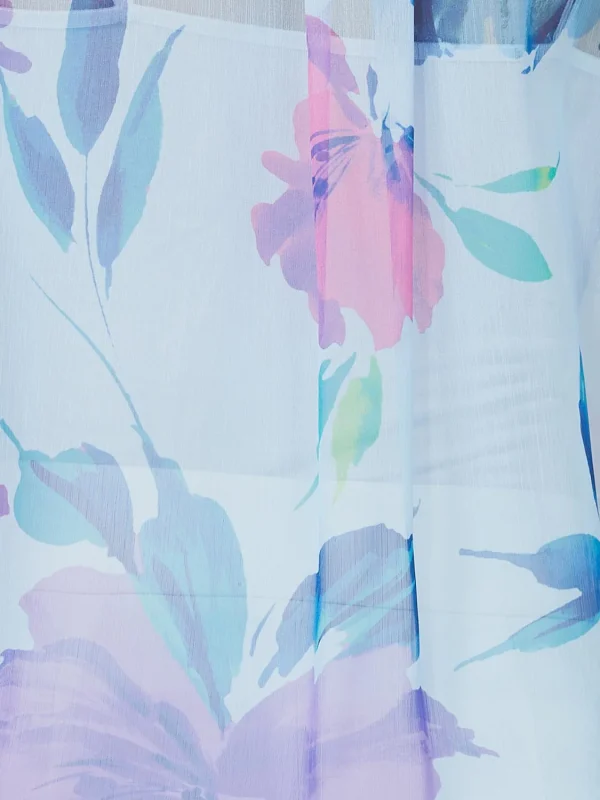 Floral Print Chiffon Blouse With Neck Tie - Image 6