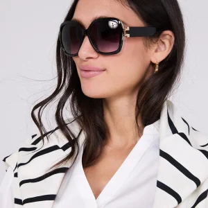 Oversized Square Sunglasses With Gold Details