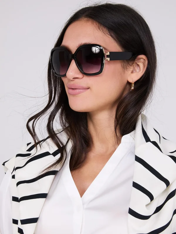 Oversized Square Sunglasses With Gold Details